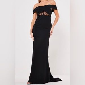 Missguided Black Bardot Gown